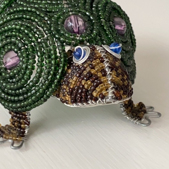 Beadworx Beaded Turtle Purple Accents Blue Eyes Decor Art Piece Gift Vintage - Picture 9 of 16